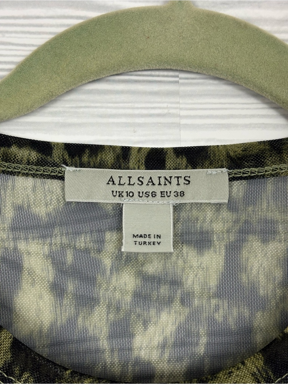 All Saints Ellie Mesh Short sleeve t-shirt NWT khaki green - Picture 3 of 8